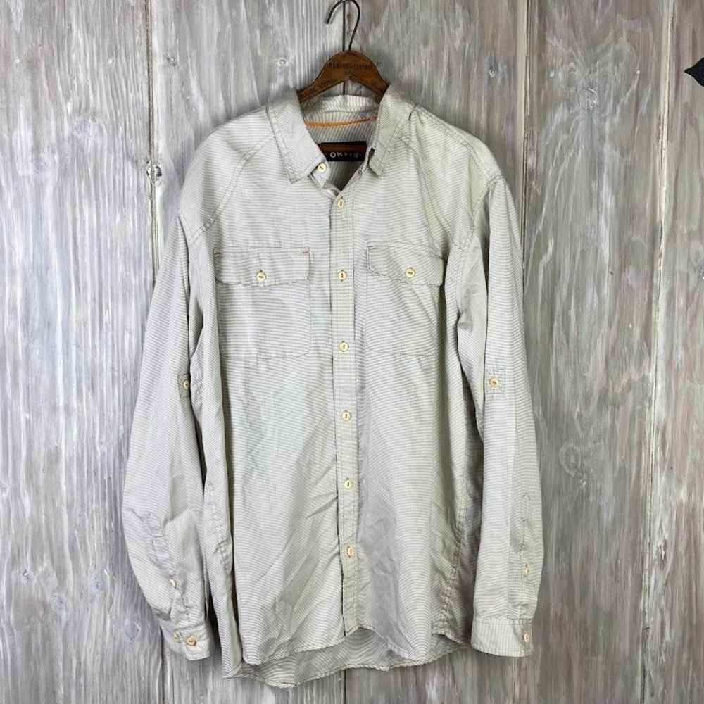 ORVIS Mens Long Sleeve Button Houndstooth Shirt Casual Outdoor Workwear Fishing